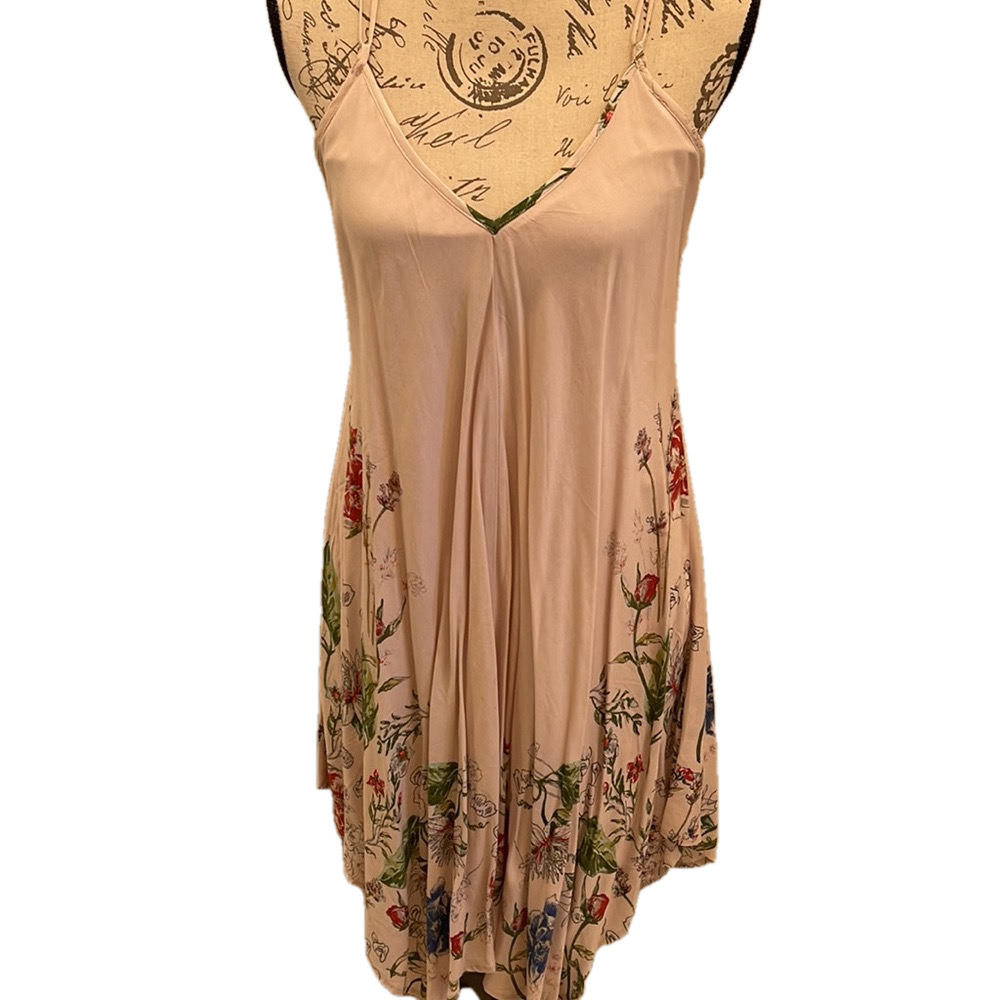 Lovestitch M Fully Lined Strappy Back Light pink and Floral Dress Like N…